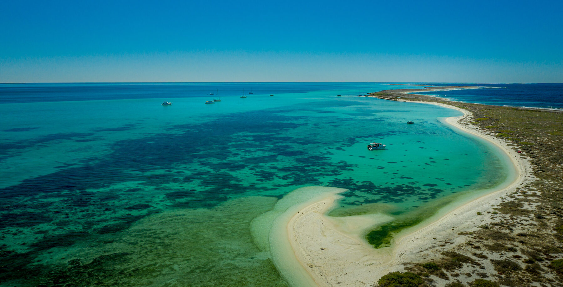 Aerial view of the turquoise waters near the Houtman Abrolhos Islands, Western Australia